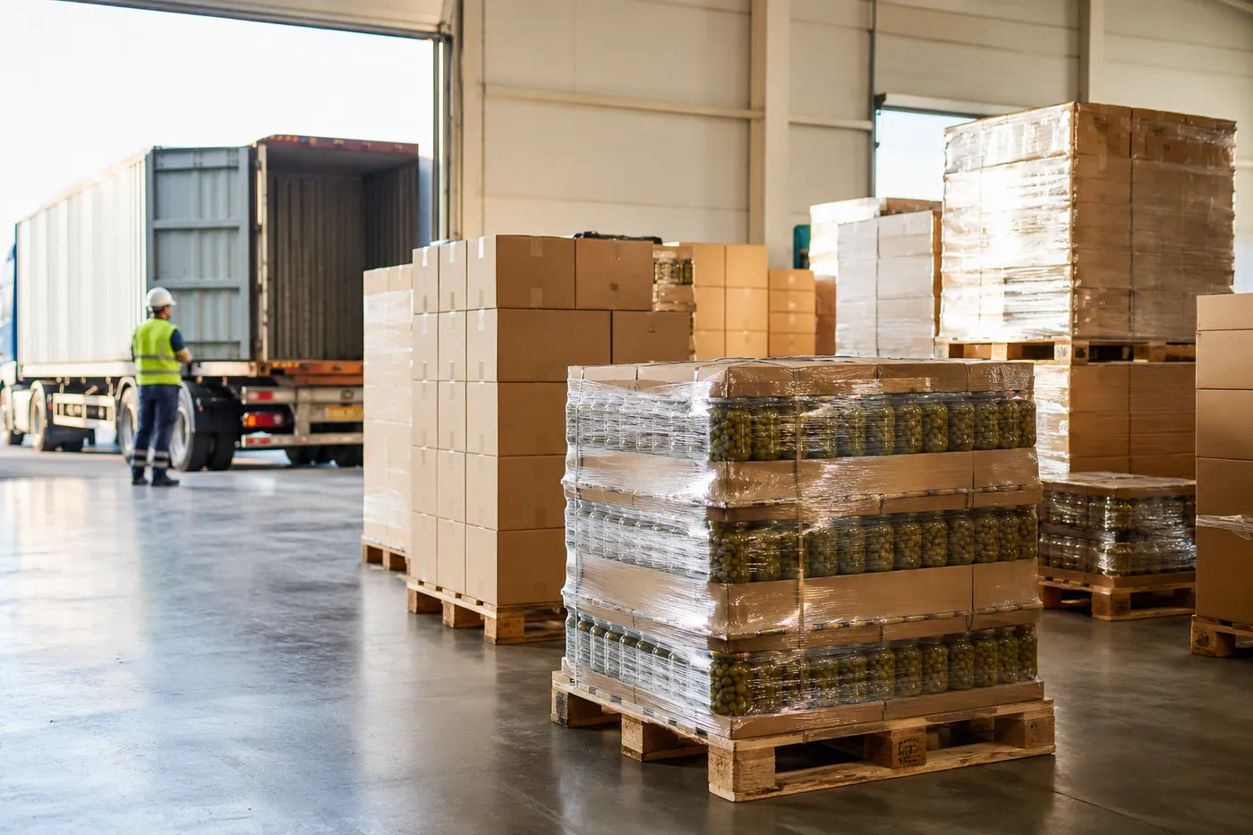 İhracata hazırlanan zeytin ürünlerinin düzenli sevkiyat süreci